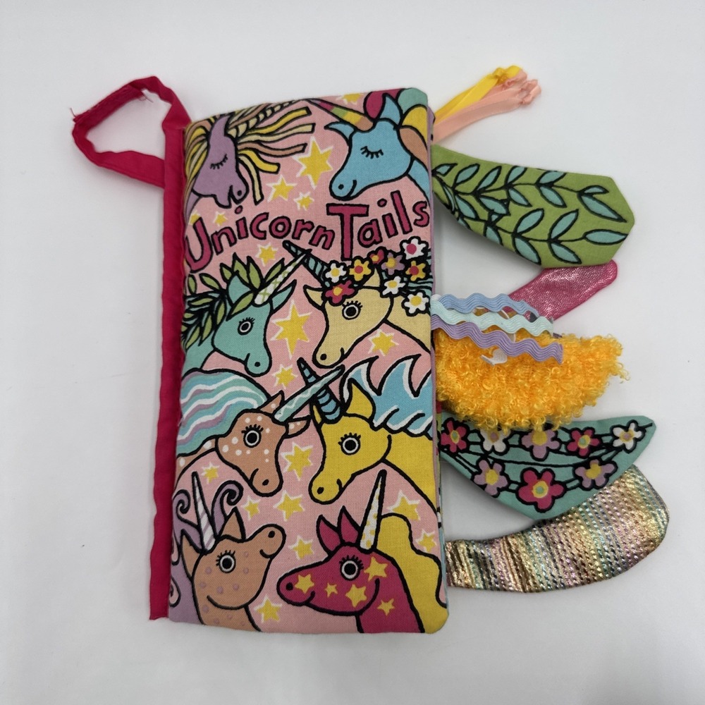 Jellycat Plush Cloth Book Unicorn Tails Soft Sensory Crinkle Tags Anne Wilkinson